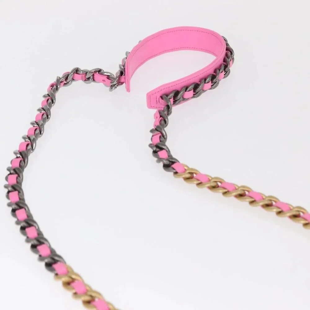 CHANEL Matelasse Chain Shoulder Bag Canvas Pink Gold CC Auth bs32090 - Picture 8 of 16